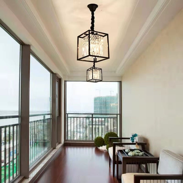 MIRODEMI® Square Crystal Hanging LED Chandelier for Dining Room, Kitchen, Living Room