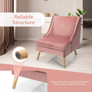 Padded-seat velvet accent chair in velvet with rubber wood legs