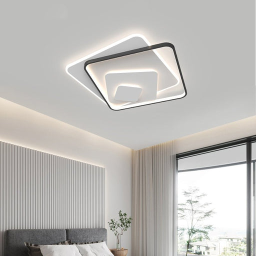 MIRODEMI® Square LED Ceiling Light For Living Room, Dining Room, Study Brightness Dimmable / L17.7xW17.7" / L45.0xW45.0cm / Black