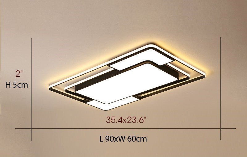 MIRODEMI® Modern Ceiling Light for Living Room, Bedroom, Dining Room Brightness Dimmable / Black / L35.4xW23.6" / L90.0xH60.0cm