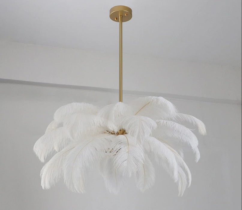 MIRODEMI® Pink/White Feather Round G9 Copper Hanging Art Design Chandelier image | luxury lighting | art design chandeliers