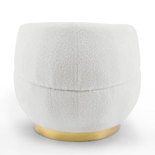 Barrel accent chair with ottoman, minimalist modern, crafted from stainless steel, foam, and solid wood