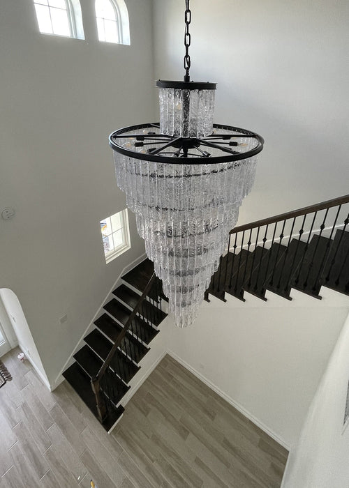 MIRODEMI® Luxury Frosted Glass Long Black Chandelier For Staircase, Living room, Stairwell image | luxury lighting