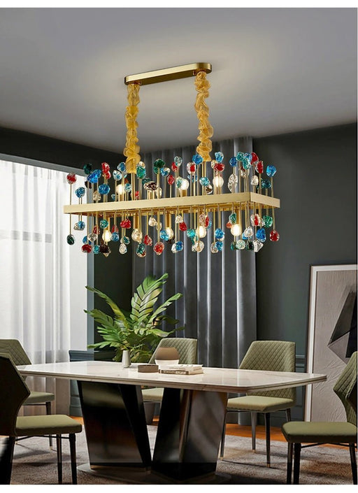 MIRODEMI® Modern colorful crystal chandelier for dining room, kitchen island, living room Colorful Crystal / 35.4'' / Warm Light
