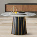 White Round Marble Top Dining Table with Turntable, Black and Gold Legs