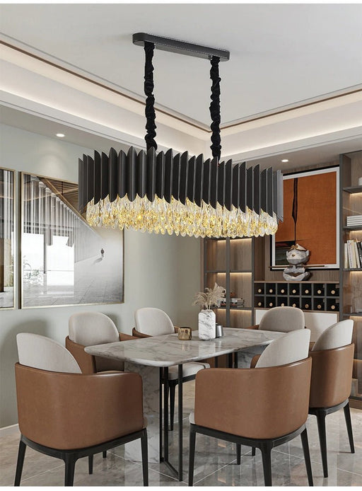 MIRODEMI® Black rectangle crystal chandelier for living room, dining room, bedroom