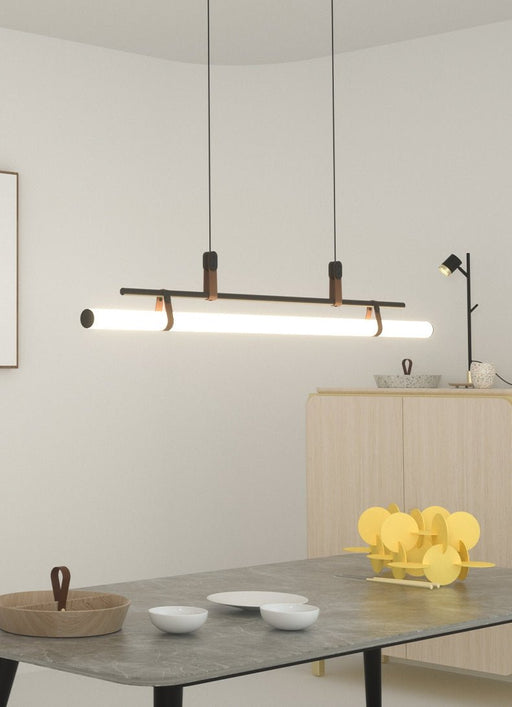 MIRODEMI® Châteauneuf-d'Entraunes | Horizontal Long Bar Pendant Lamp Black 115cm / 3 Colors Switchable