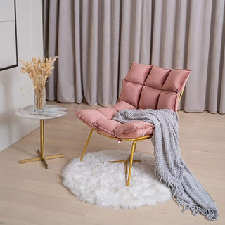Pink velvet lounge accent chair in velvet with metal legs for the living room