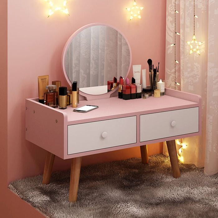 Light Dressing Table With LED Mirror and Wood Legs image | luxury furniture | dressing table | makeup table | home decor