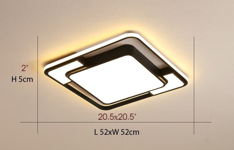 MIRODEMI® Modern Ceiling Light for Living Room, Bedroom, Dining Room Brightness Dimmable / Black / L20.5xW20.5" / L52.0xH52.0cm