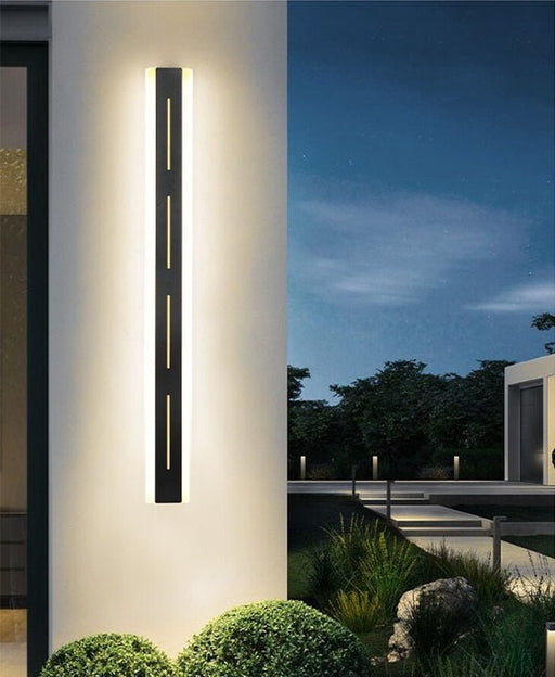 MIRODEMI® Outdoor Black Waterproof Aluminum Long LED Wall Lamp with Remote For Garden W3.1*H11.8" / Warm white