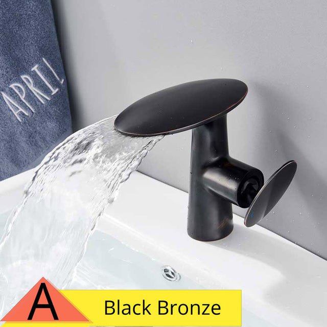 MIRODEMI® White/Chrome/Black Waterfall Bathroom Sink Faucet Deck Mounted Black Bronze / A / W8*H6*L9.8"