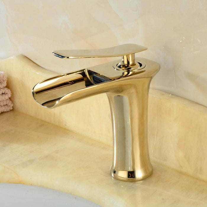 MIRODEMI® Luxury Gold/Black/Chrome Brass Basin Faucet Deck Mounted Gold / H6.7*L3.9"