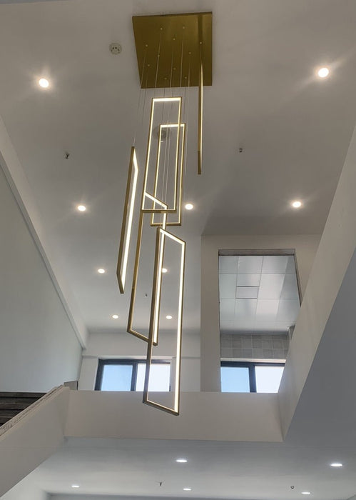 MIRODEMI® Modern Rectangle Hanging LED Chandelier for Staircase, Living Room, Lobby