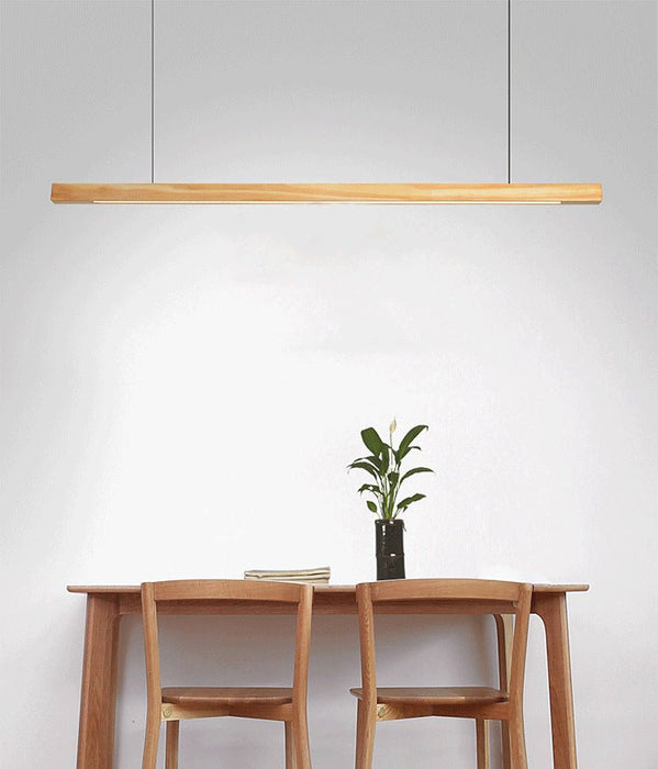 MIRODEMI® Natural Wood Linear Bar Chandelier for Dining Room, Kitchen Warm light / L120.0cm / L47.2"