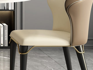 Dining chair, leather with carbon steel legs for a dining room