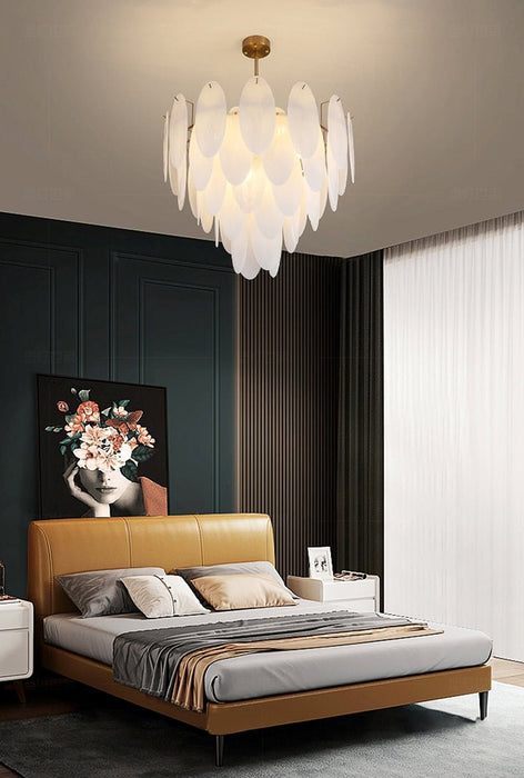MIRODEMI® Round Gold Modern frosted glass LED chandelier for living room, bedroom