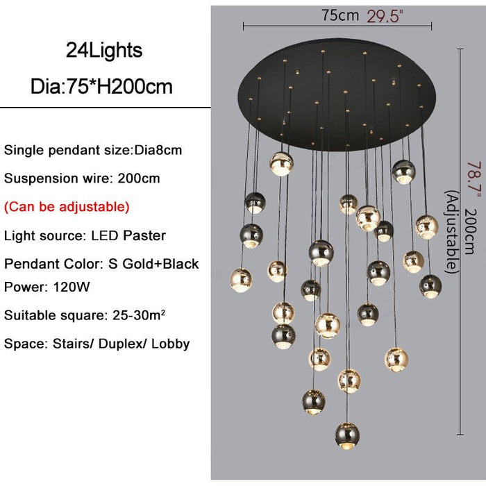 MIRODEMI® Creative Crystal LED Chandelier with Hanging Balls for Staircase, Lobby, Living Room image | luxury furniture
