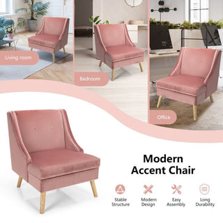 Accent chair in velvet with rubber wood legs, minimalist modern design