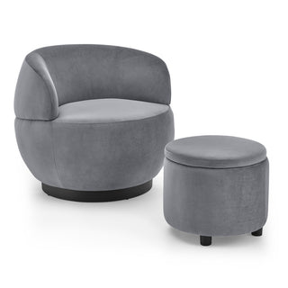 Barrel chair in stainless steel, foam, and solid wood, minimalist modern design