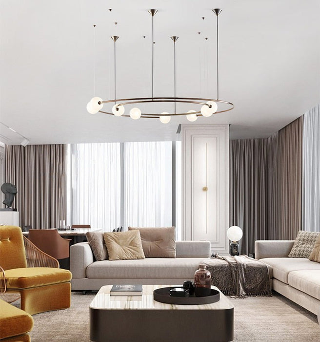 MIRODEMI® Planet Orbit Glass Ball LED Pendant Lamp for Living Room, Bedroom, Dining Room Cool light / Dia80.0cm / Dia31.5"