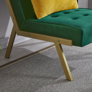 Gold Metal Frame Velvet Upholstery Chair with Ottoman