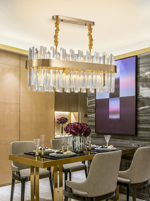 MIRODEMI® Modern gold crystal chandelier for dining room, kitchen island L43.3'' / L110cm / Warm Light / Non-Dimmable