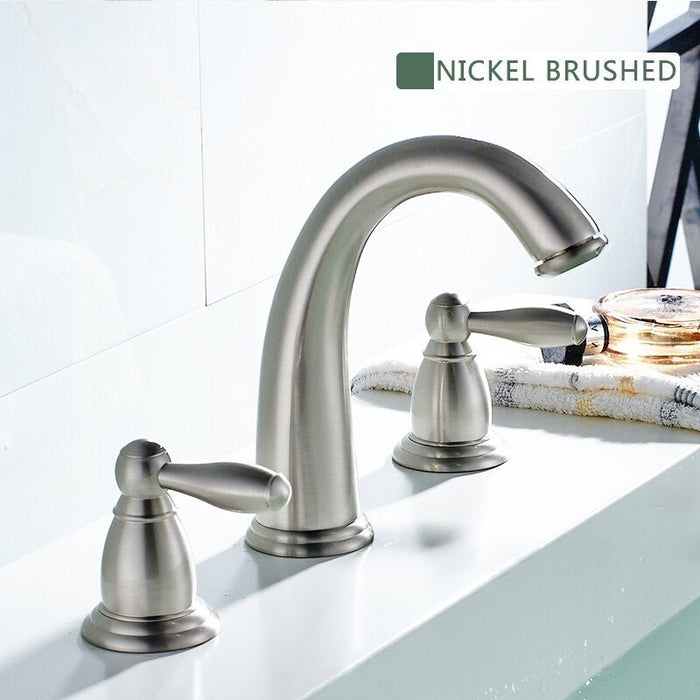 MIRODEMI® Gold/Black/Chrome/Brushed Nickel Brass Bathroom Sink Faucet Dual Handles Brushed Nickel / W2.2*H6.7"