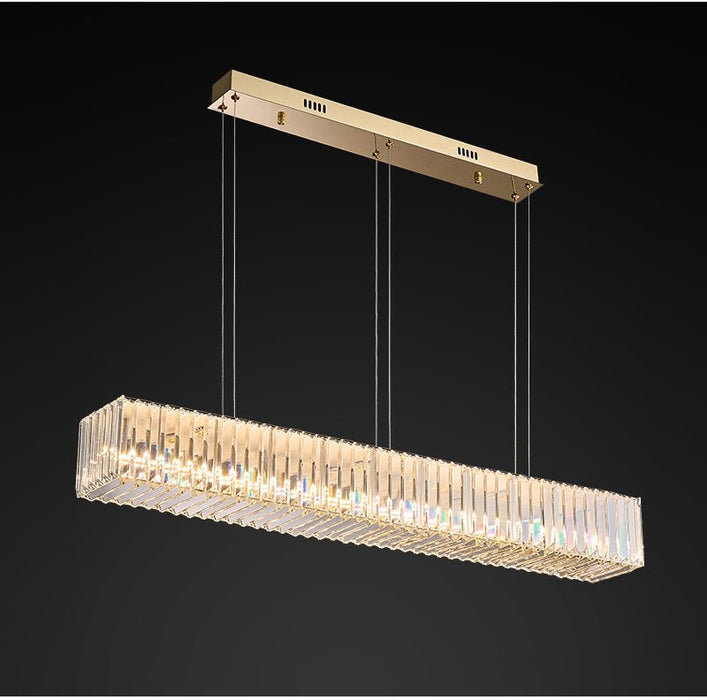 MIRODEMI® Rectangular Crystal Hanging LED Chandelier for Living Room, Dining Room