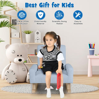 Light Blue Kids Rocking Chair with Solid Wood Legs