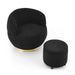 Barrel Chair with Gold Stainless Steel Base with Storage Ottoman