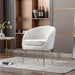 Teddy Fabric Accent Armchair With Electroplated Chrome Legs Ivory White