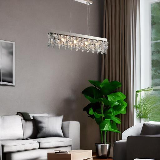 MIRODEMI® Chrome Rectangular Crystal LED Chandelier for Dining Room, Kitchen Cool Light