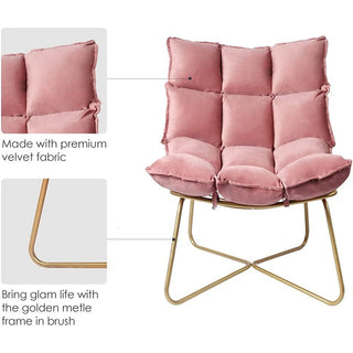 Minimalist modern pink velvet lounge accent chair for the living room