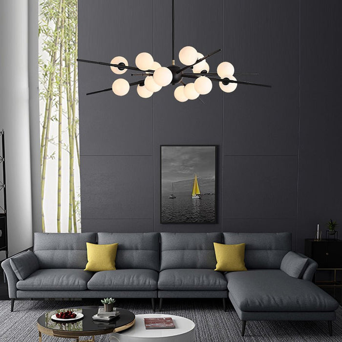 MIRODEMI® Glass Ball Pendant Luxury LED Chandelier for Living room, Bedroom, Dining room Warm light / Black / 12 heads