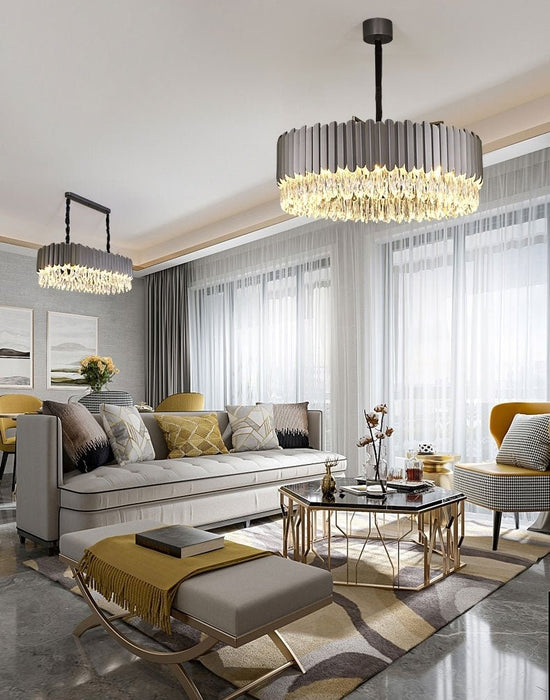 MIRODEMI® Round Gold/Black Crystal Chandelier For Living Room, Bedroom