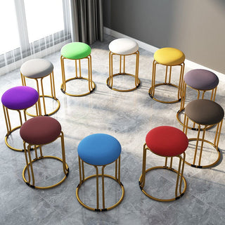 Nordic Suede and Leather Stacked Dining Round Stool image | luxury furniture | luxury stools | luxury leather stools