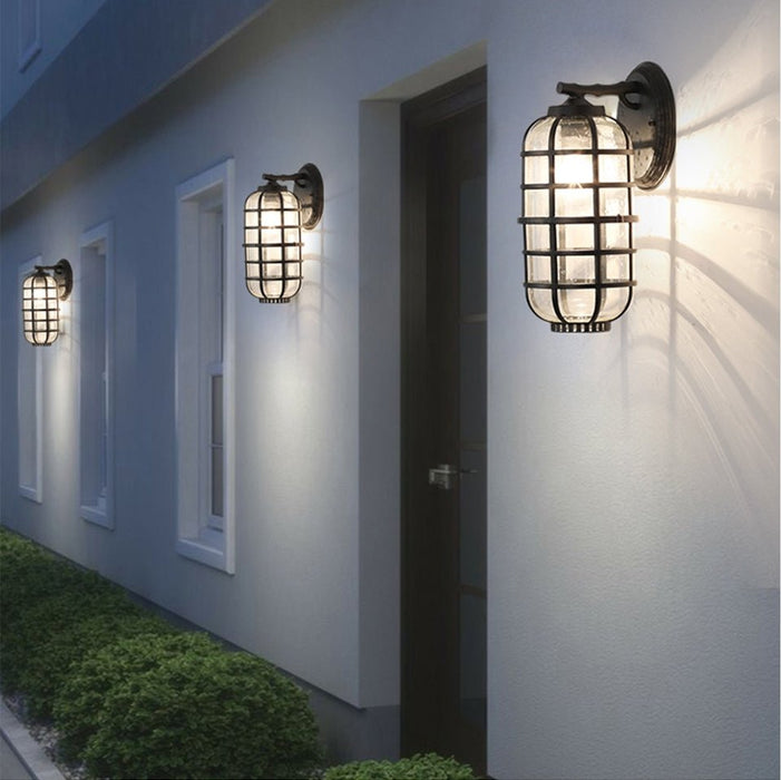 MIRODEMI® Vintage Black Waterproof Outdoor Glass Wall Lighting for Garden, Porch W6.3*D8.3*H14.6" / Warm white / Medium