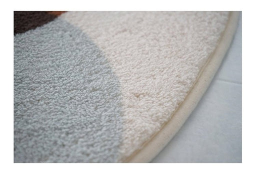 Grey/Beige Short Plush Round Area Carpet