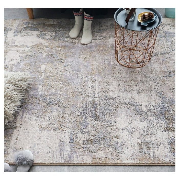 Blue/Grey/Beige Fluffy Rectangle Area Carpet