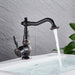 MIRODEMI® Antique Black/Bronze Brass Bathroom Sink Faucet Single Handle Hot/Cold Water Black Bronze / Short