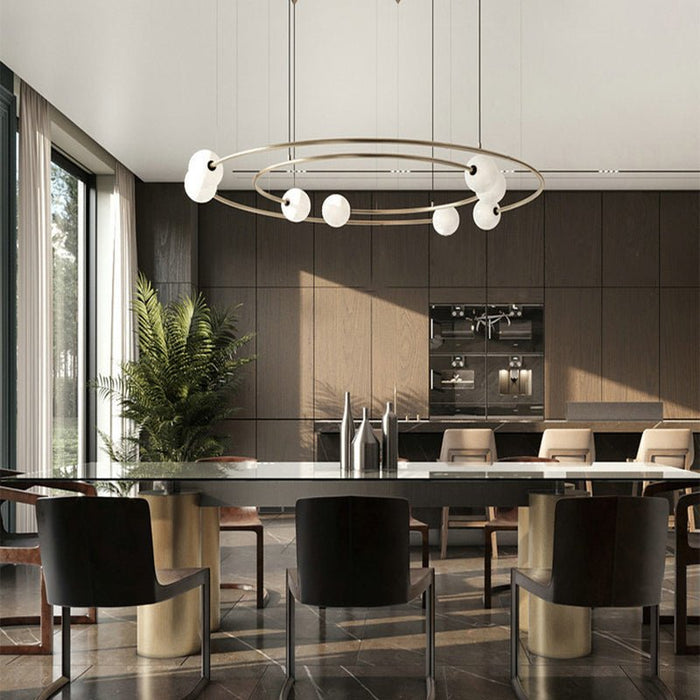 MIRODEMI® Planet Orbit Glass Ball LED Pendant Lamp for Living Room, Bedroom, Dining Room Warm light / Dia80.0cm / Dia31.5"