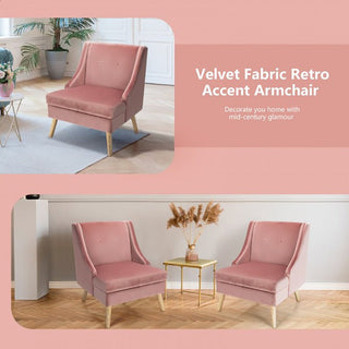 Velvet accent chair, velvet with rubber wood legs for a living room