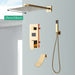 MIRODEMI® Gold Rainfall Shower Faucet Digital Display Wall Mounted Mixer Tap 3 ways / 10''