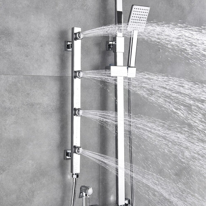 MIRODEMI® Matte black/Chrome Shower System Body Massage Bath Mixer Tap with Bidet