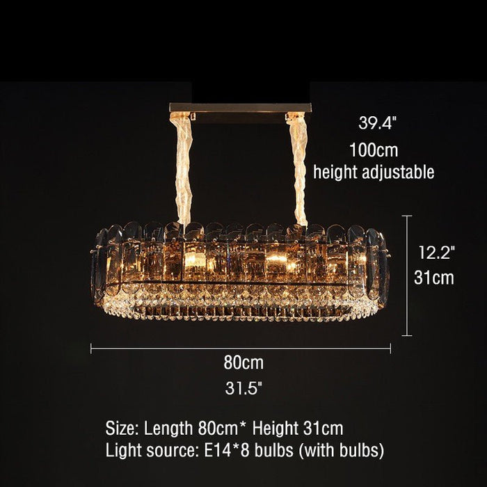 MIRODEMI® Rectangular Golden Crystal LED Chandelier for Living Room, Bedroom