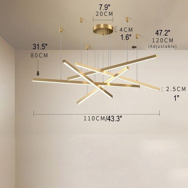 MIRODEMI® Hall strip minimalist long line chandelier for dining living room, living room 5Lines 43.3*31.5" / Warm White