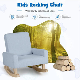 Light Blue Kids Rocking Chair with Solid Wood Legs