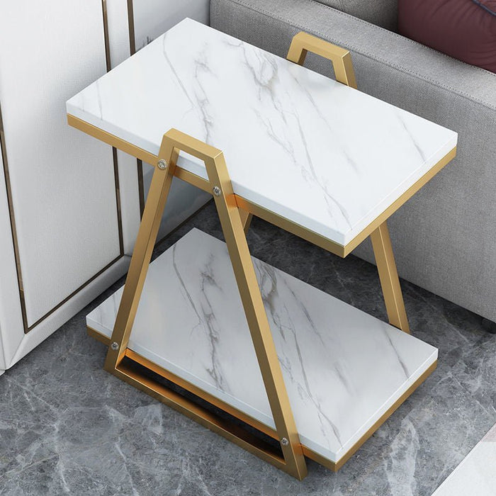 Double Side Coffee Table with Storage Made of Iron and Marble image | luxury furniture | unique coffee table | coffee table