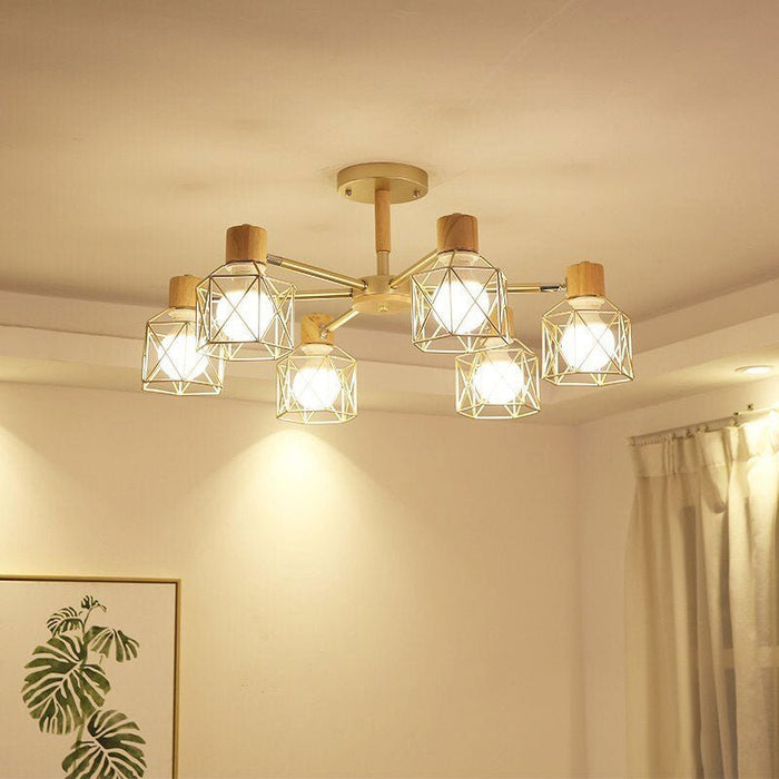MIRODEMI® Modern Creative Wooden Ceiling Chandelier for Living Room, Bedroom Champagne / 6 Lights